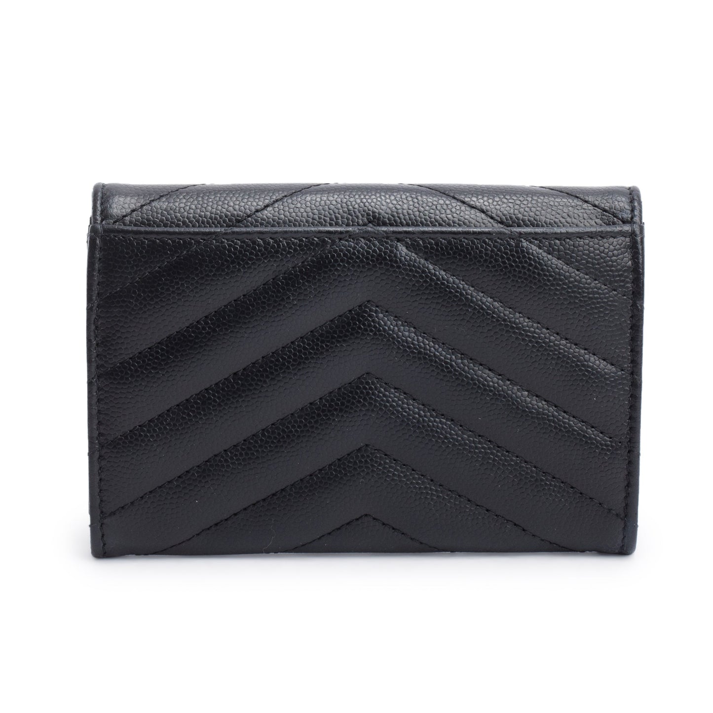 Saint Laurent Black Grain De Poudre Cassandre Matelasse Small Envelope Wallet