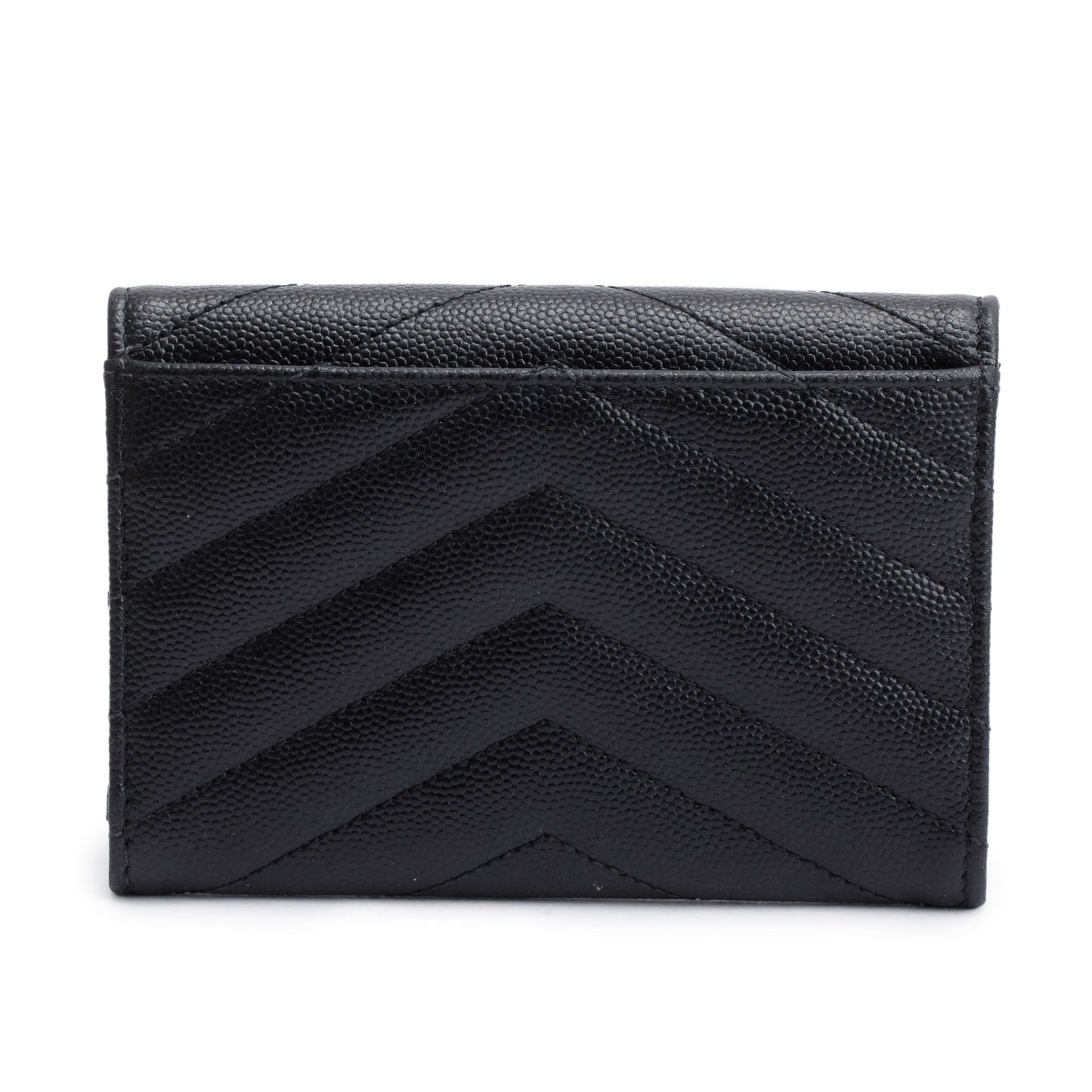 Saint Laurent Black Grain De Poudre Cassandre Matelasse Small Envelope Wallet