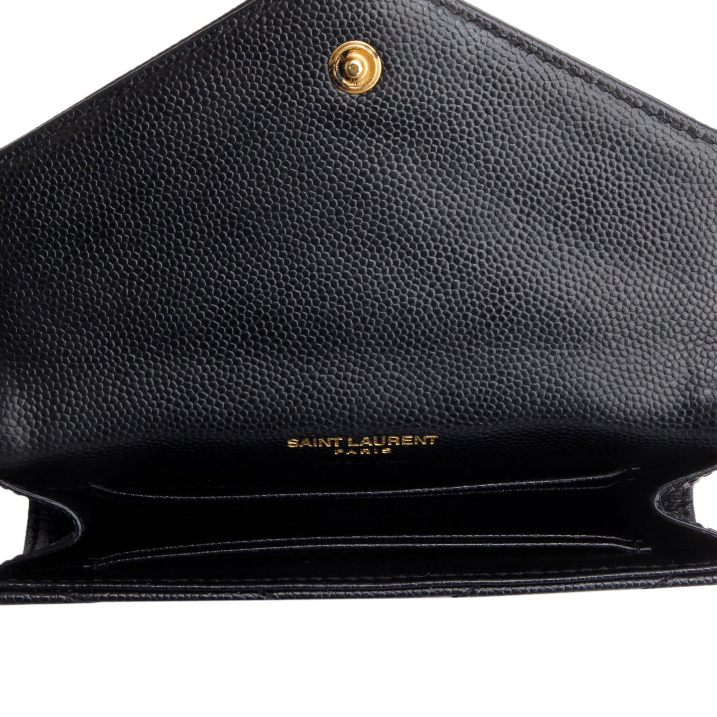 Saint Laurent Black Grain De Poudre Cassandre Matelasse Small Envelope Wallet