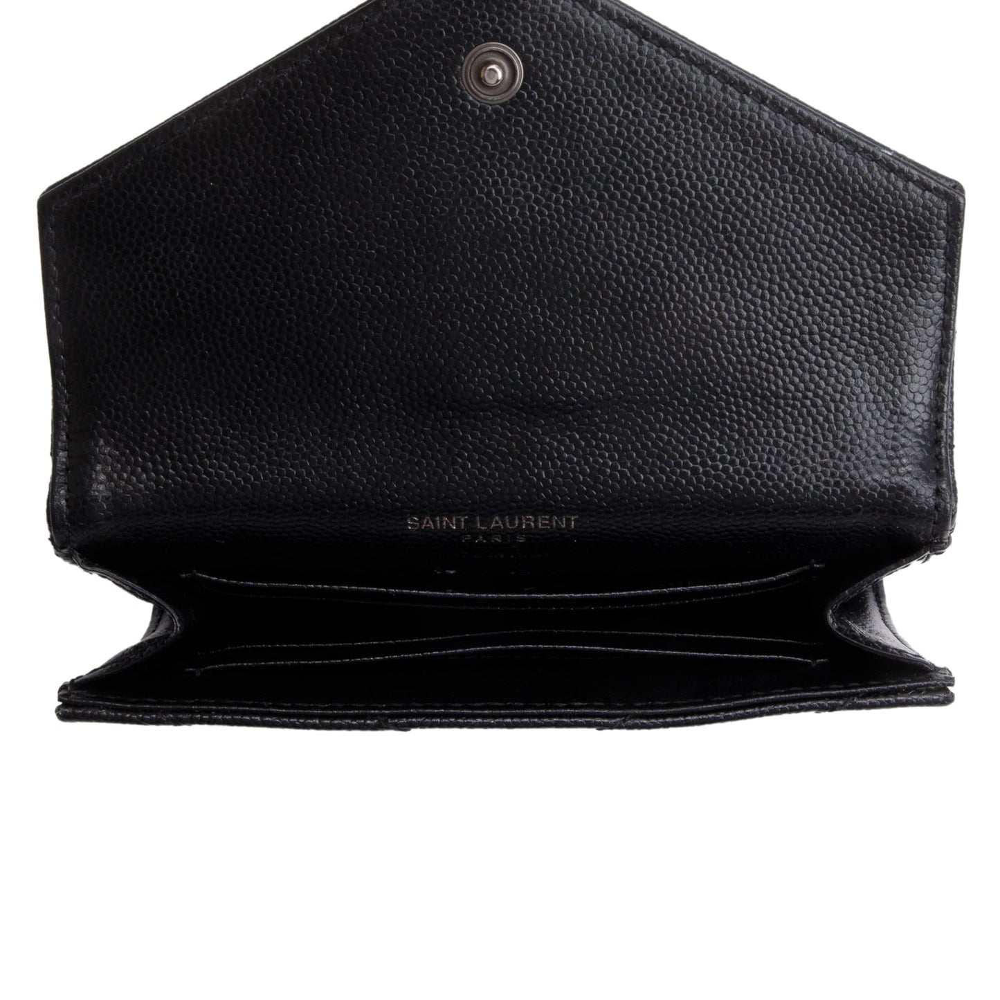 Saint Laurent Black Grain De Poudre Cassandre Matelasse Small Envelope Wallet