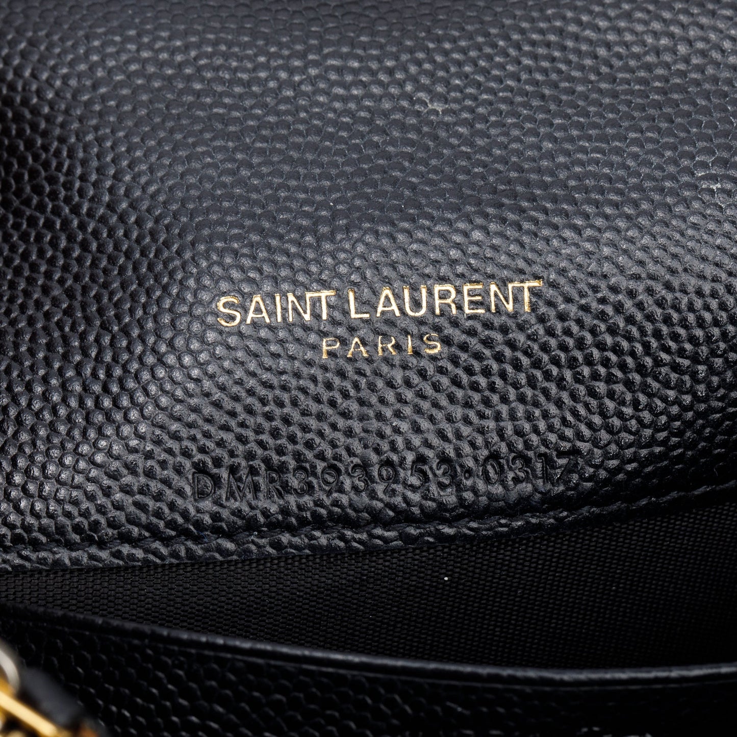 Saint Laurent Black Grain De Poudre Leather Cassandre Envelope Chain Wallet