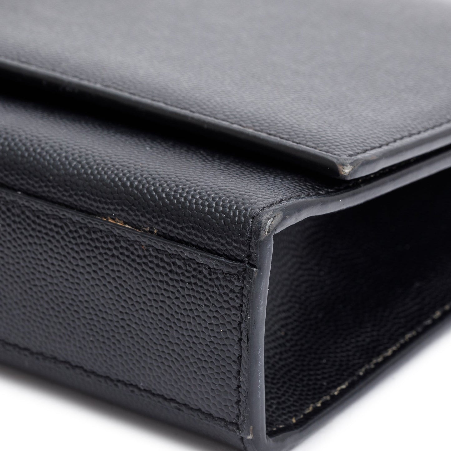 Saint Laurent Black Grain De Poudre Leather Medium Monogram Kate Chain Bag