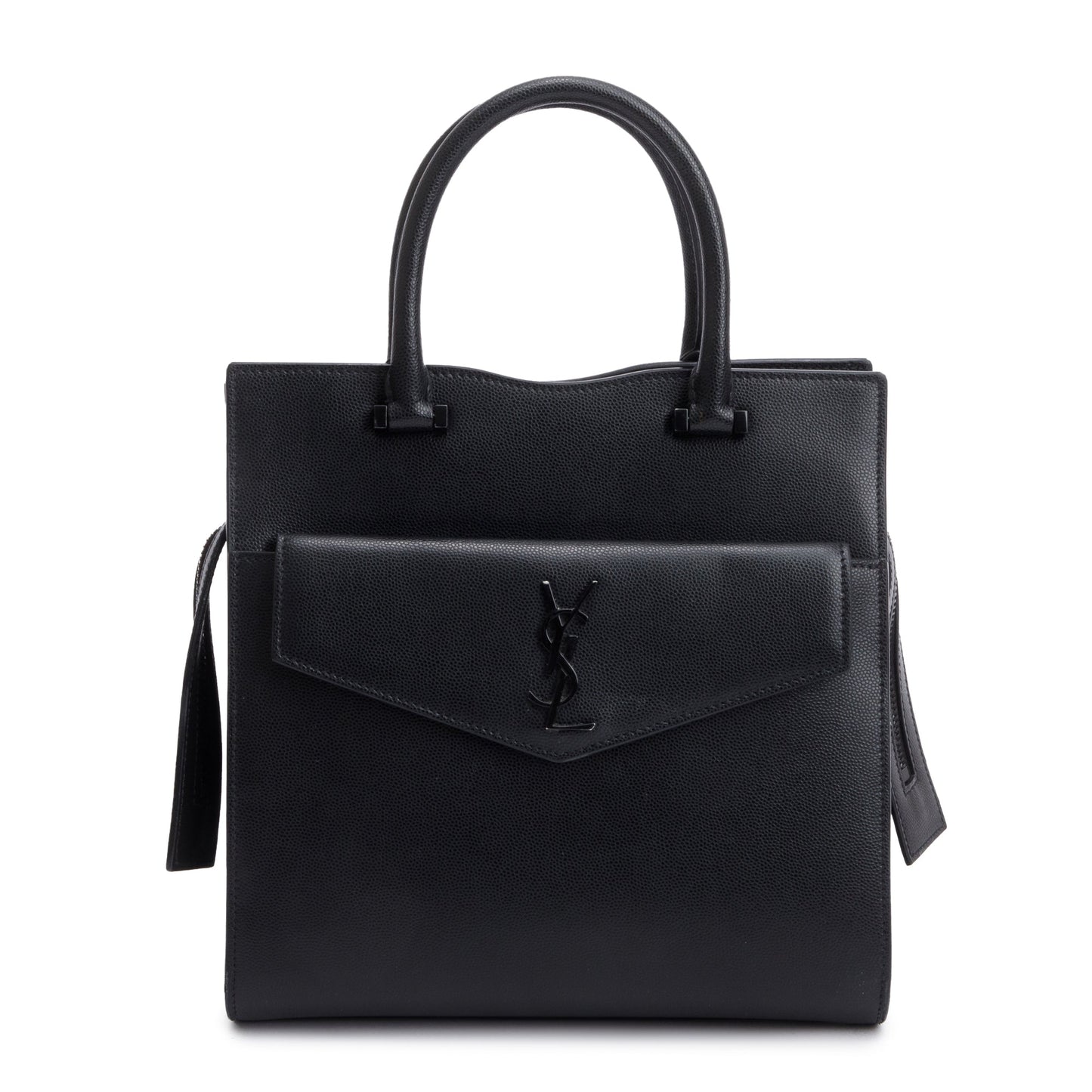 Saint Laurent Black Grain De Poudre Leather Small Uptown Tote