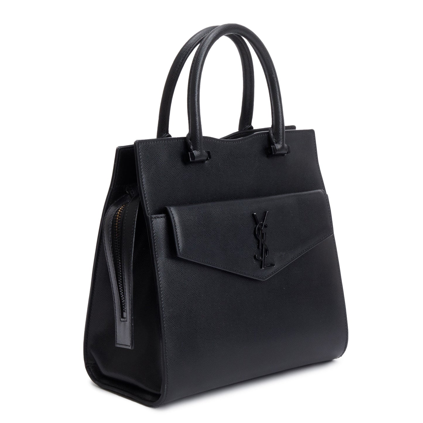 Saint Laurent Black Grain De Poudre Leather Small Uptown Tote