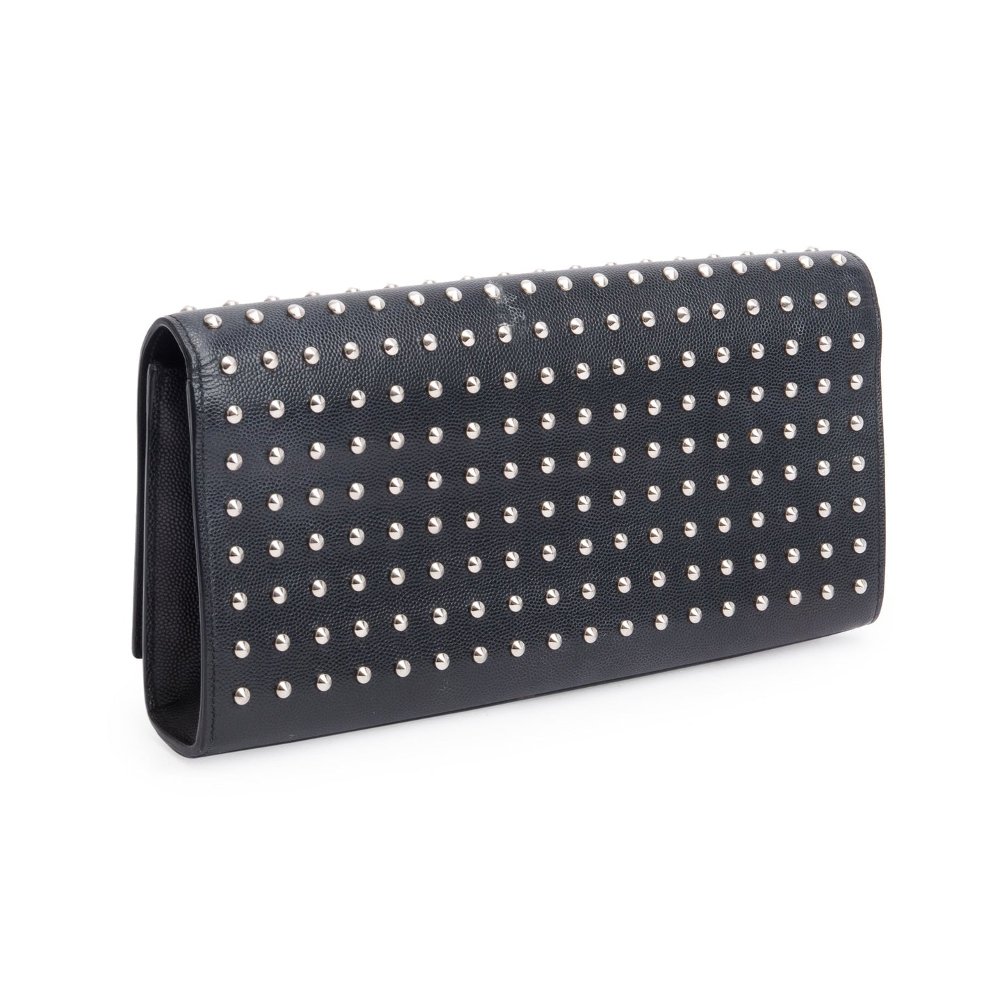 Saint Laurent Black Grain De Poudre Studded Kate Clutch