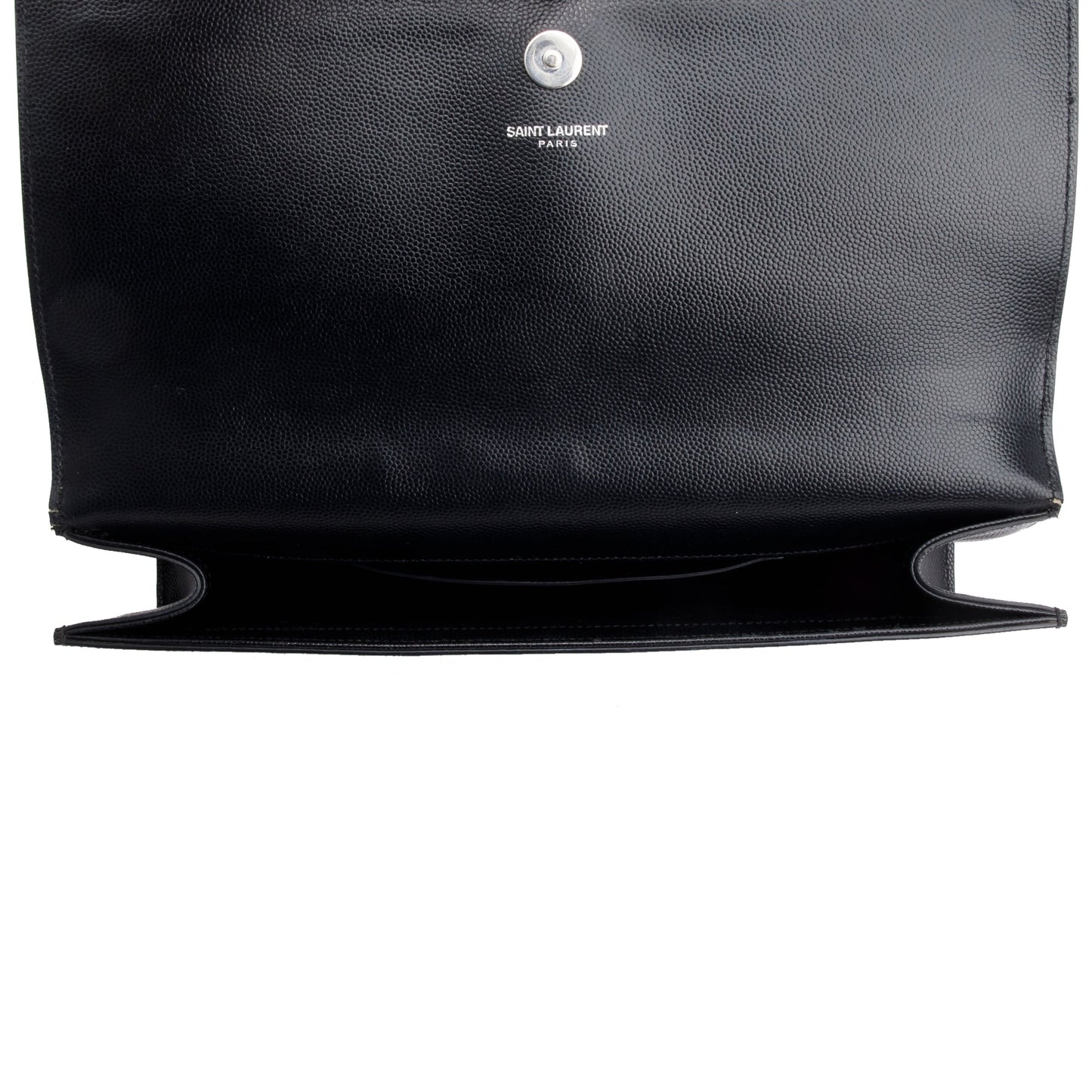 Saint Laurent Black Grain De Poudre Studded Kate Clutch