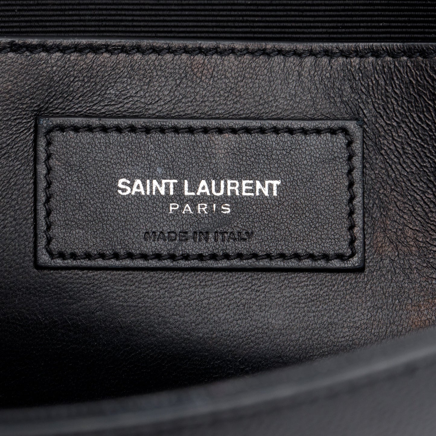 Saint Laurent Black Grain De Poudre Studded Kate Clutch