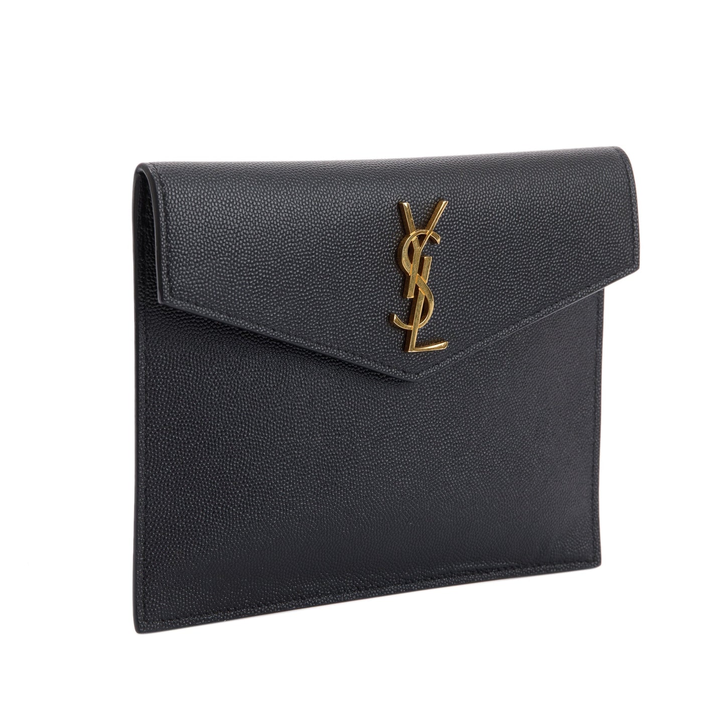 Saint Laurent Black Grain de Poudre Monogram Uptown Baby Pouch