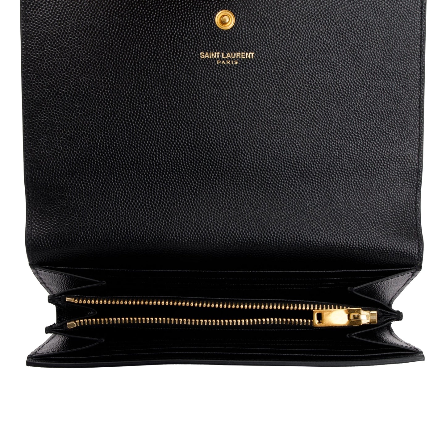 Saint Laurent Black Grain de Poudre Stars Monogram Bi-Fold Long Wallet