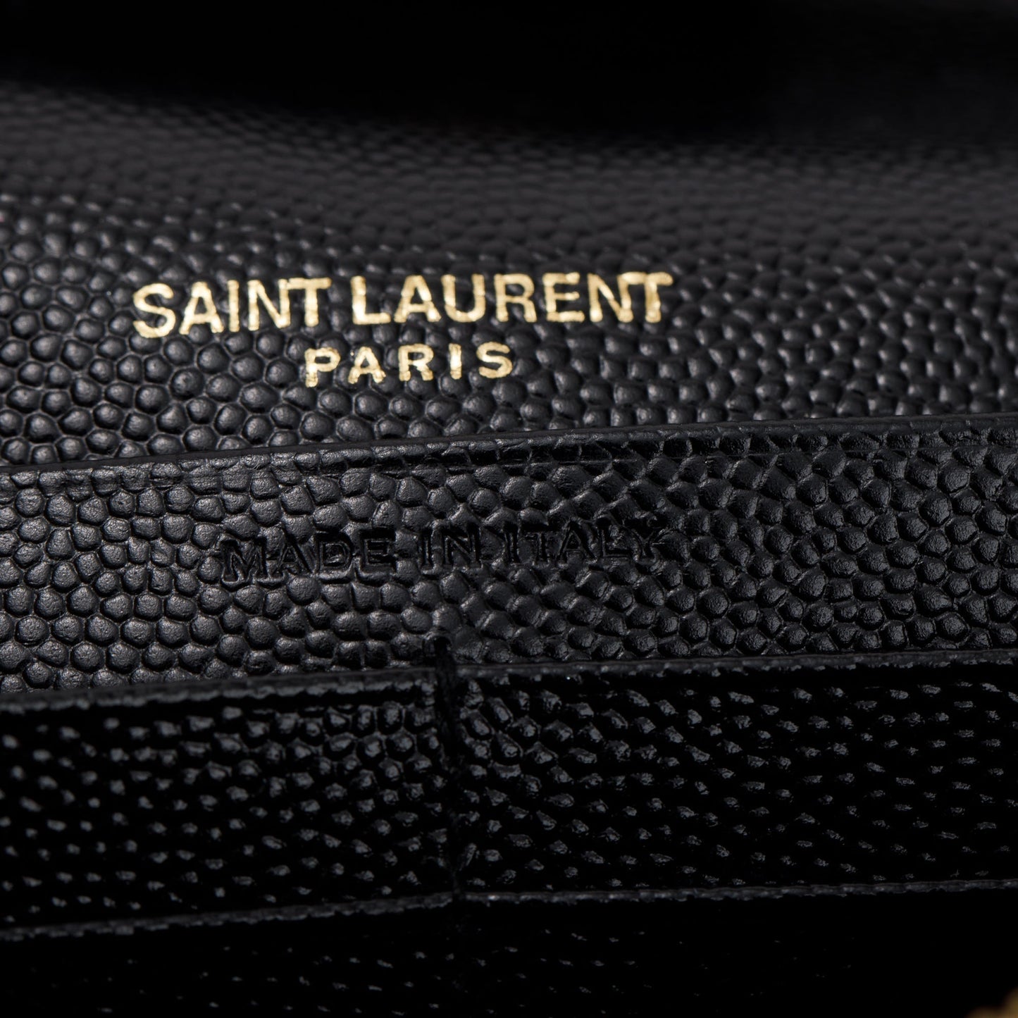 Saint Laurent Black Grained De Poudre Cassandre Matelasse Chain Wallet
