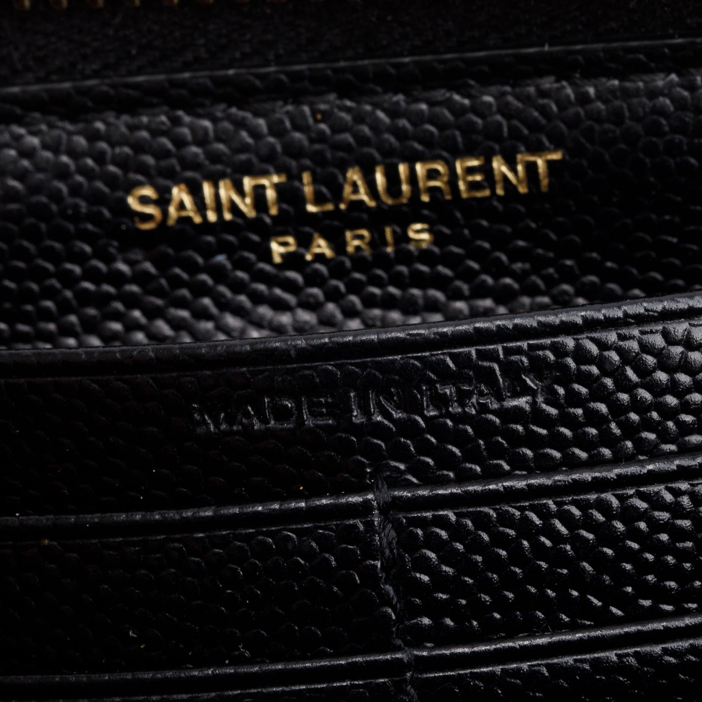 Saint Laurent Black Grained De Poudre Cassandre Matelasse Zip Around Wallet