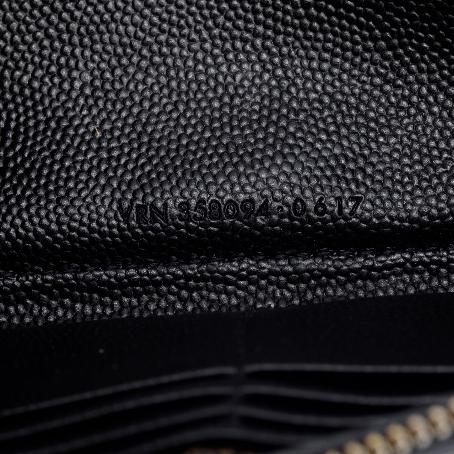 Saint Laurent Black Grained De Poudre Cassandre Matelasse Zip Around Wallet