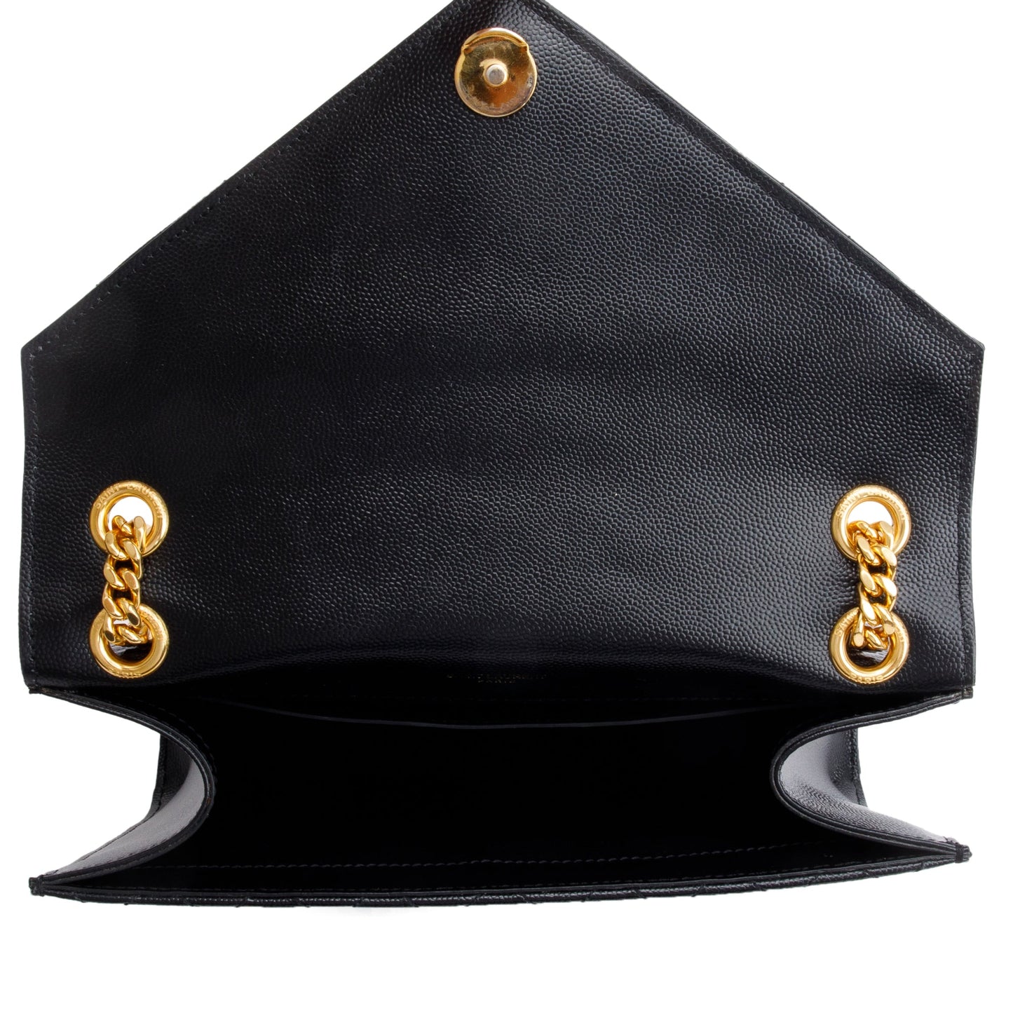 Saint Laurent Black Grained De Poudre Medium Envelope Shoulder Bag