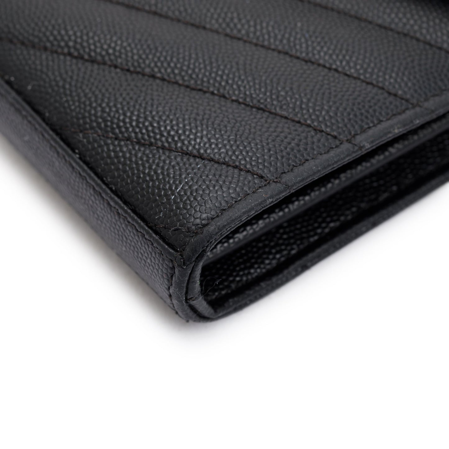 Saint Laurent Black Grained de Poudre Cassandre Matelasse Chain Wallet