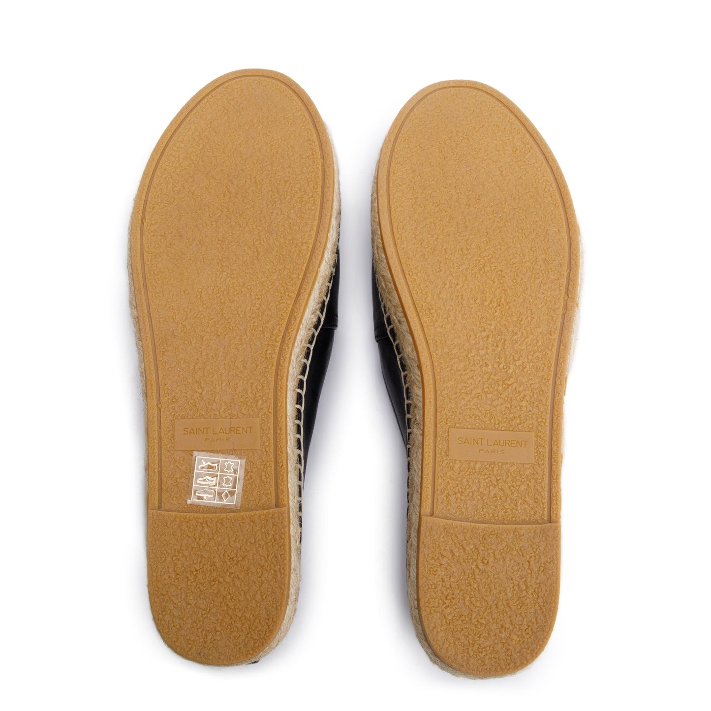 Saint Laurent Black Lambskin Leather Espadrilles, Size 37.5