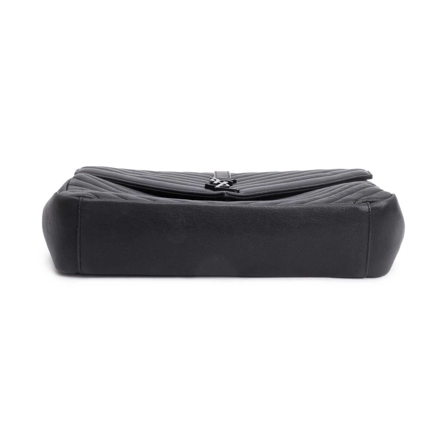 Saint Laurent Black Leather Large Chevron College Bag