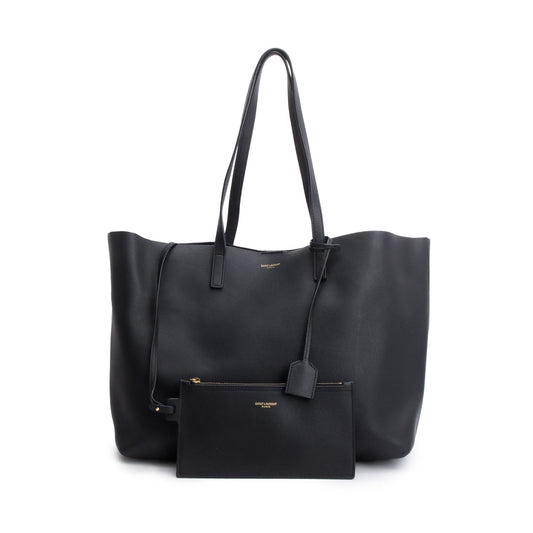 Saint Laurent Black Leather Large E/W Shopping Tote