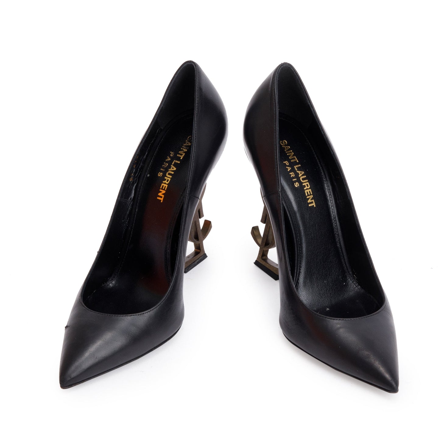 Saint Laurent Black Leather Opyum Pumps, Size 37