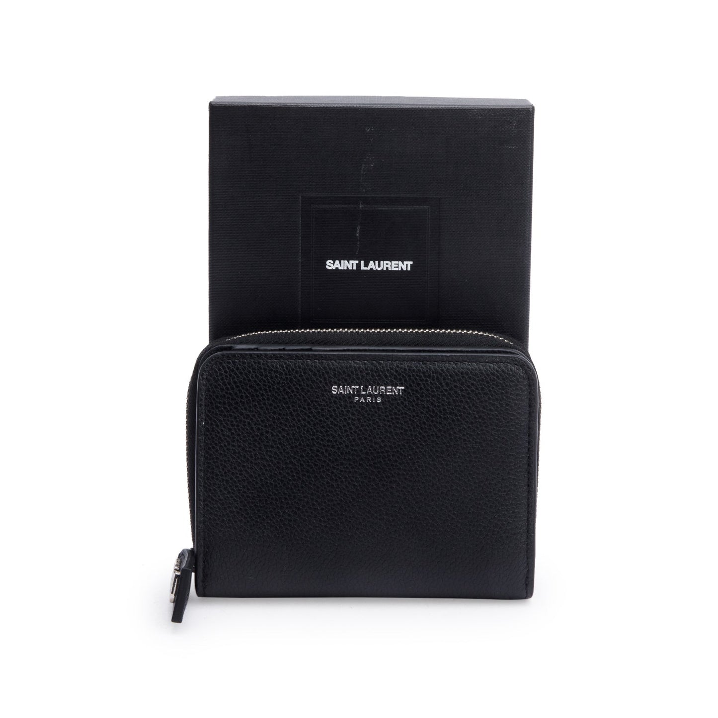 Saint Laurent Black Leather Rive Gauche Compact Wallet