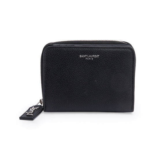 Saint Laurent Black Leather Rive Gauche Compact Wallet