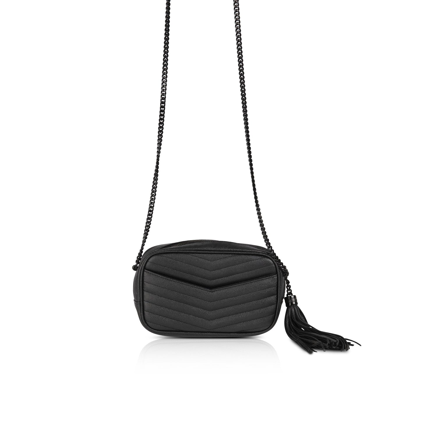 Saint Laurent Black Matelasse Lou Mini Crossbody Bag