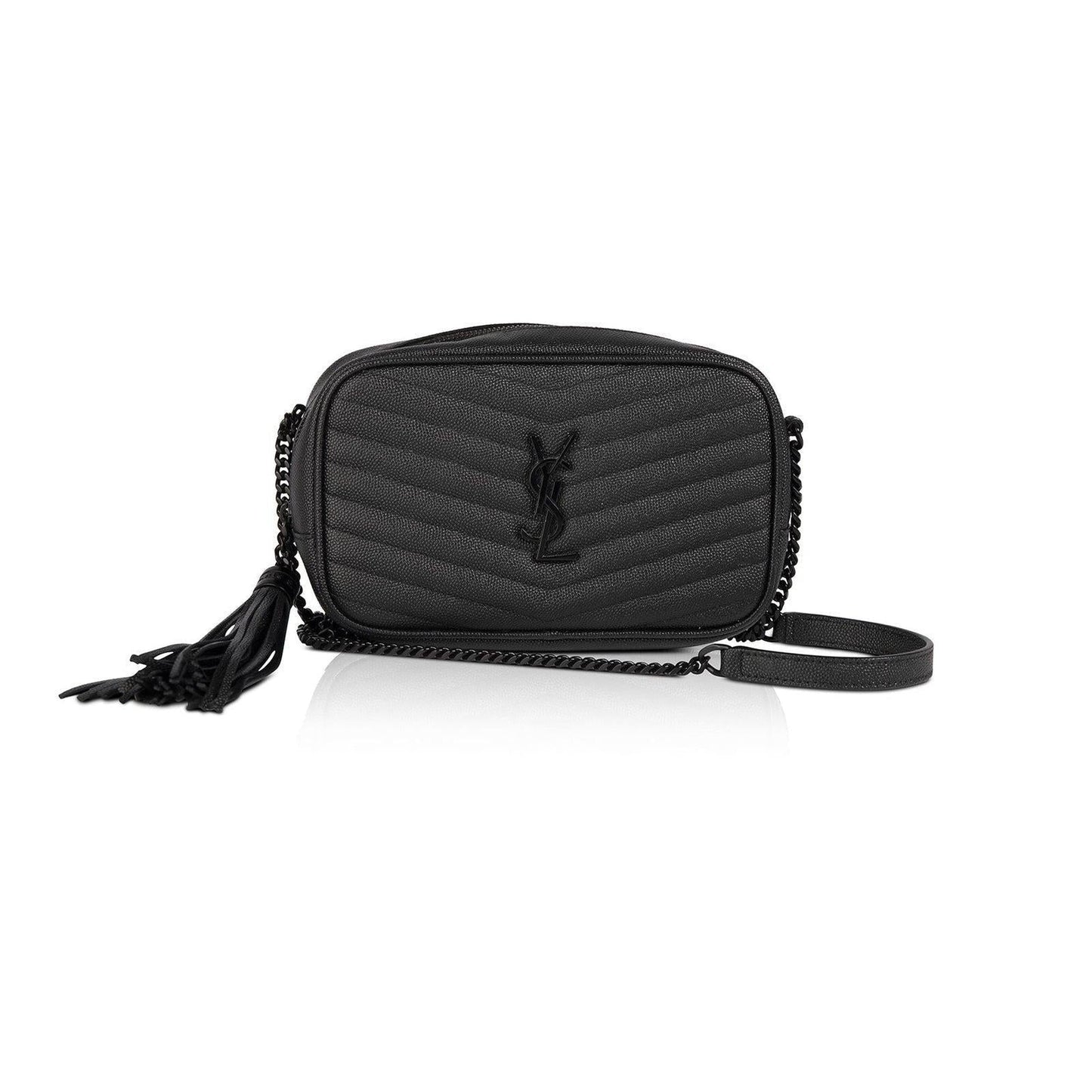 Saint Laurent Black Matelasse Lou Mini Crossbody Bag