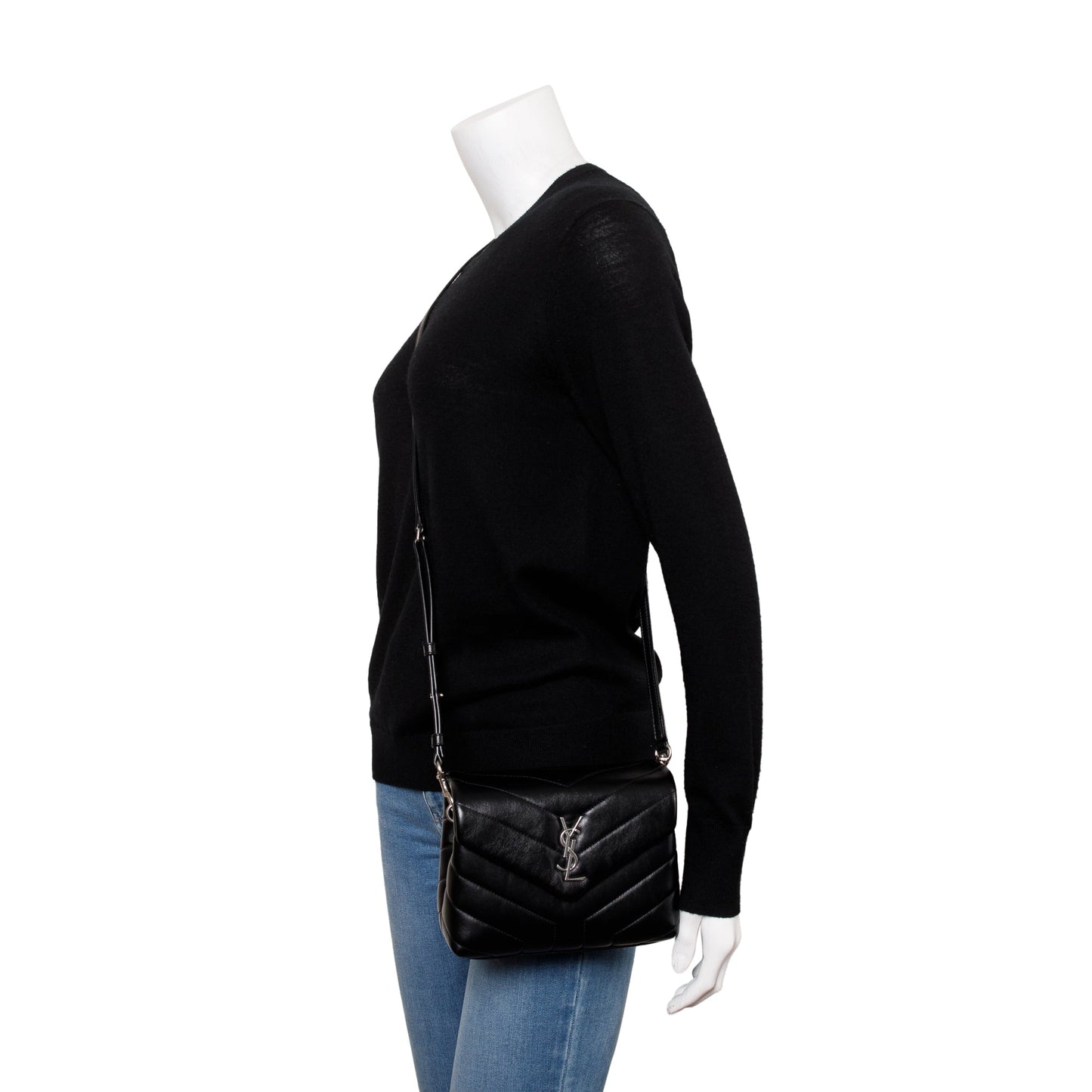 Saint Laurent Black Monogram Matelasse Toy Loulou Crossbody Bag