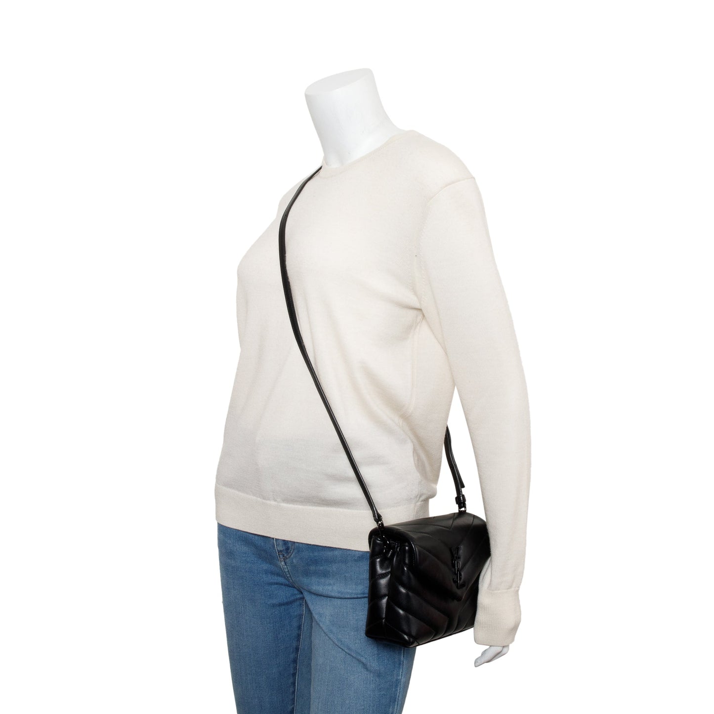 Saint Laurent Black Monogram Matelasse Toy Loulou Crossbody Bag