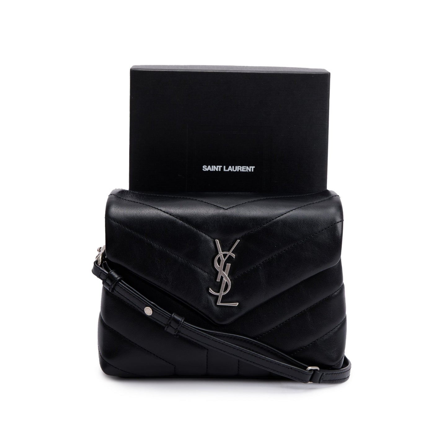 Saint Laurent Black Monogram Matelasse Toy Loulou Crossbody Bag