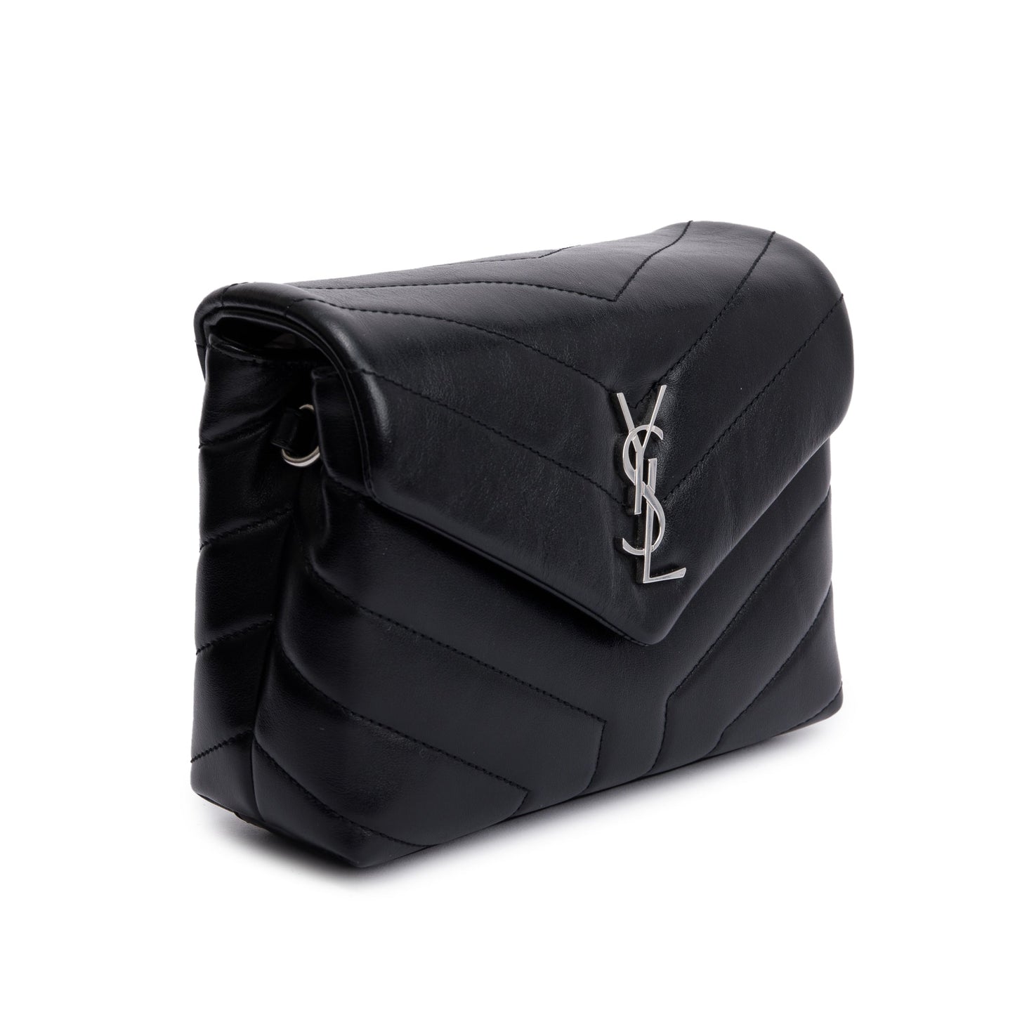 Saint Laurent Black Monogram Matelasse Toy Loulou Crossbody Bag