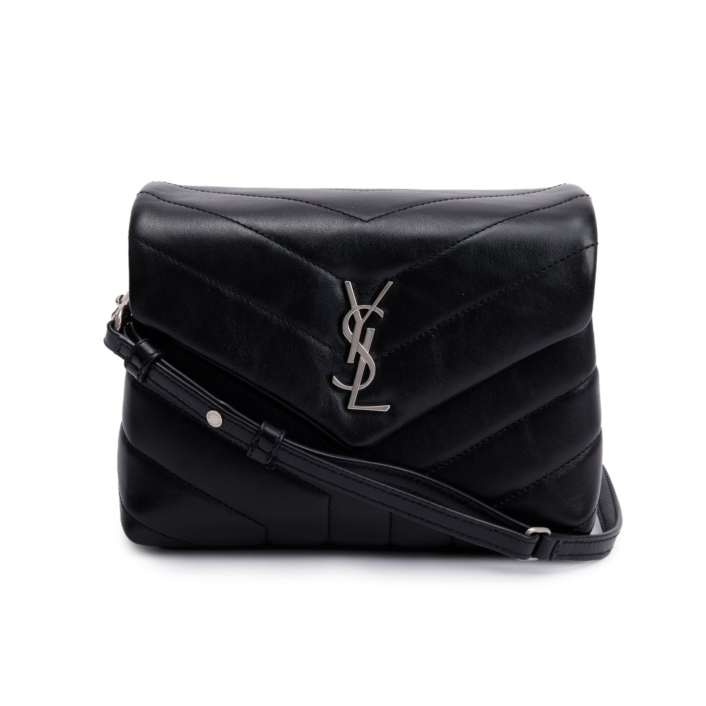Saint Laurent Black Monogram Matelasse Toy Loulou Crossbody Bag