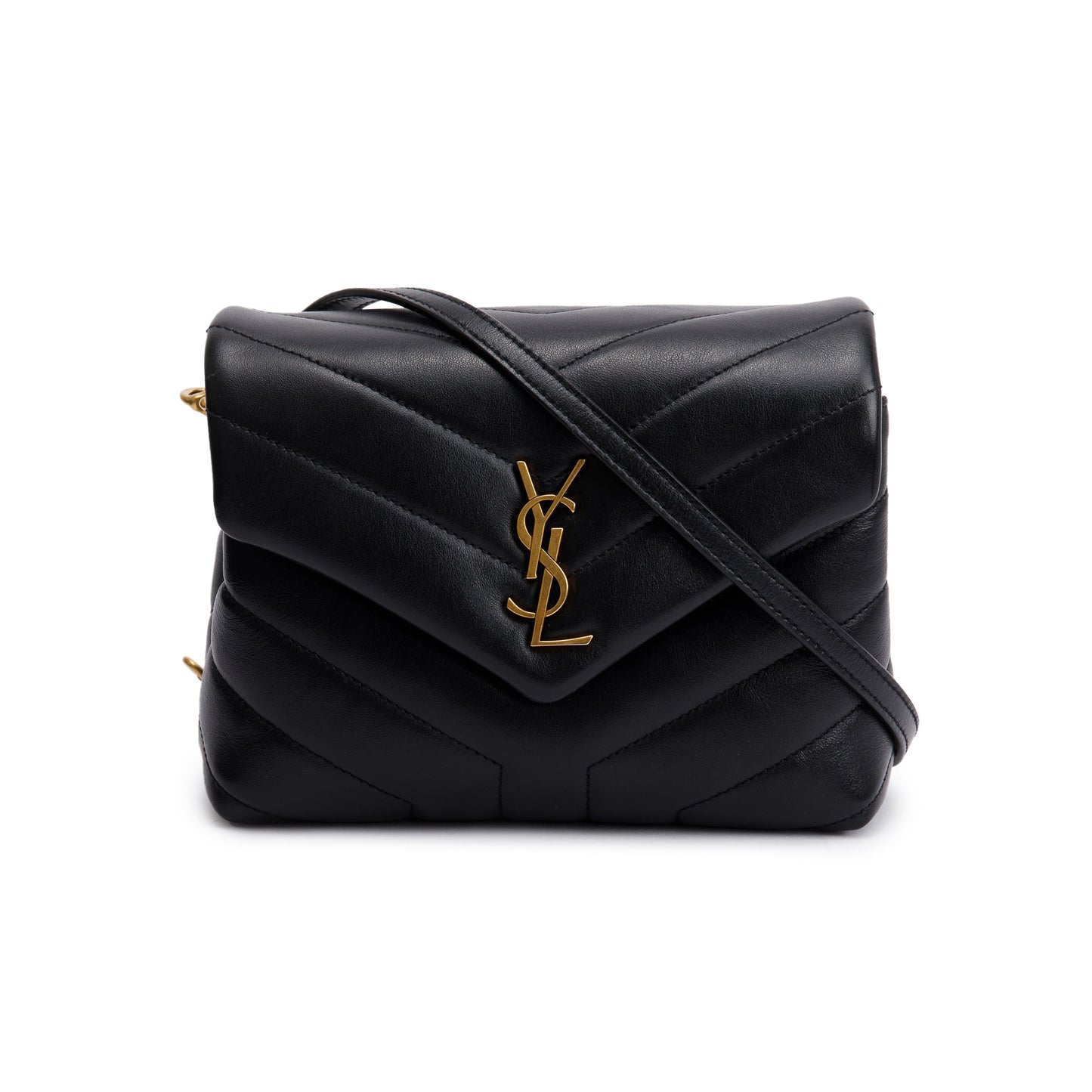 Saint Laurent Black Monogram Matelasse Toy Loulou Crossbody Bag