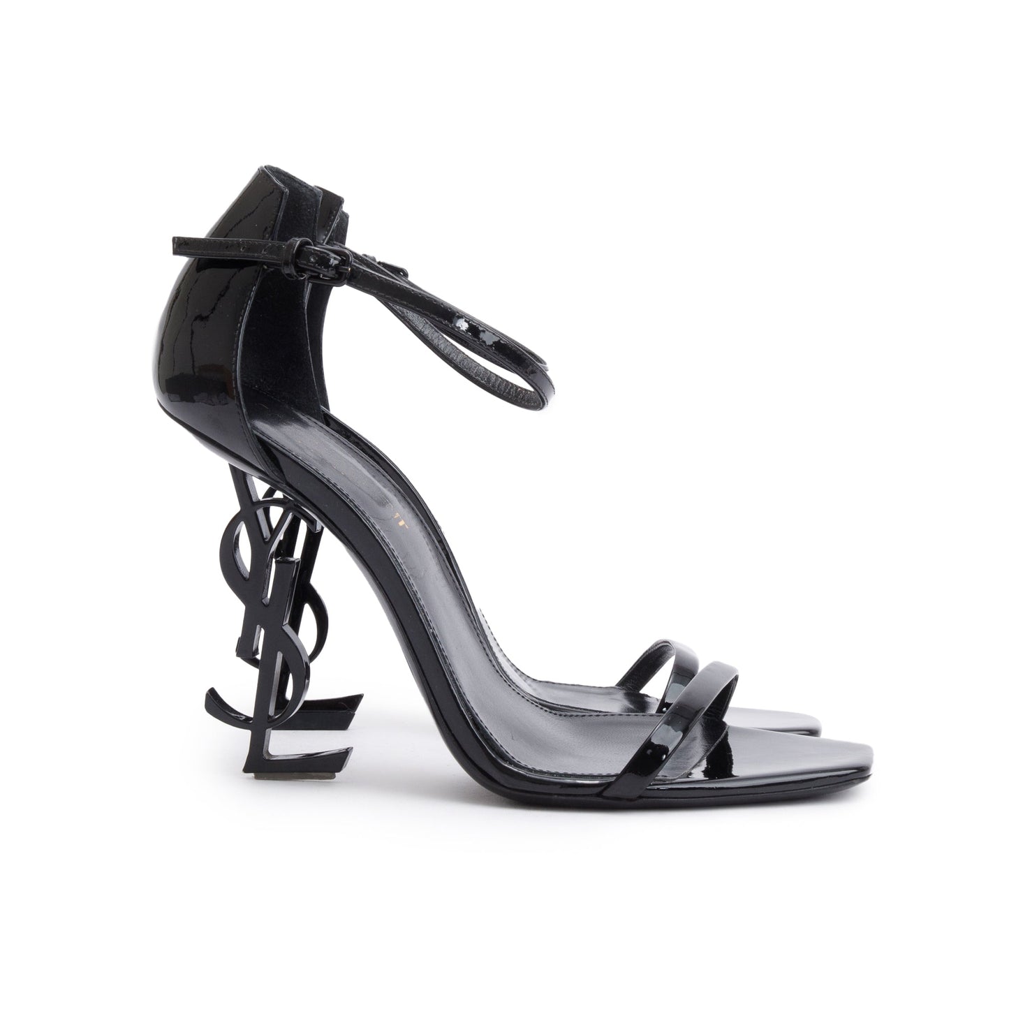Saint Laurent Black Patent Leather Opyum Sandals, Size 38