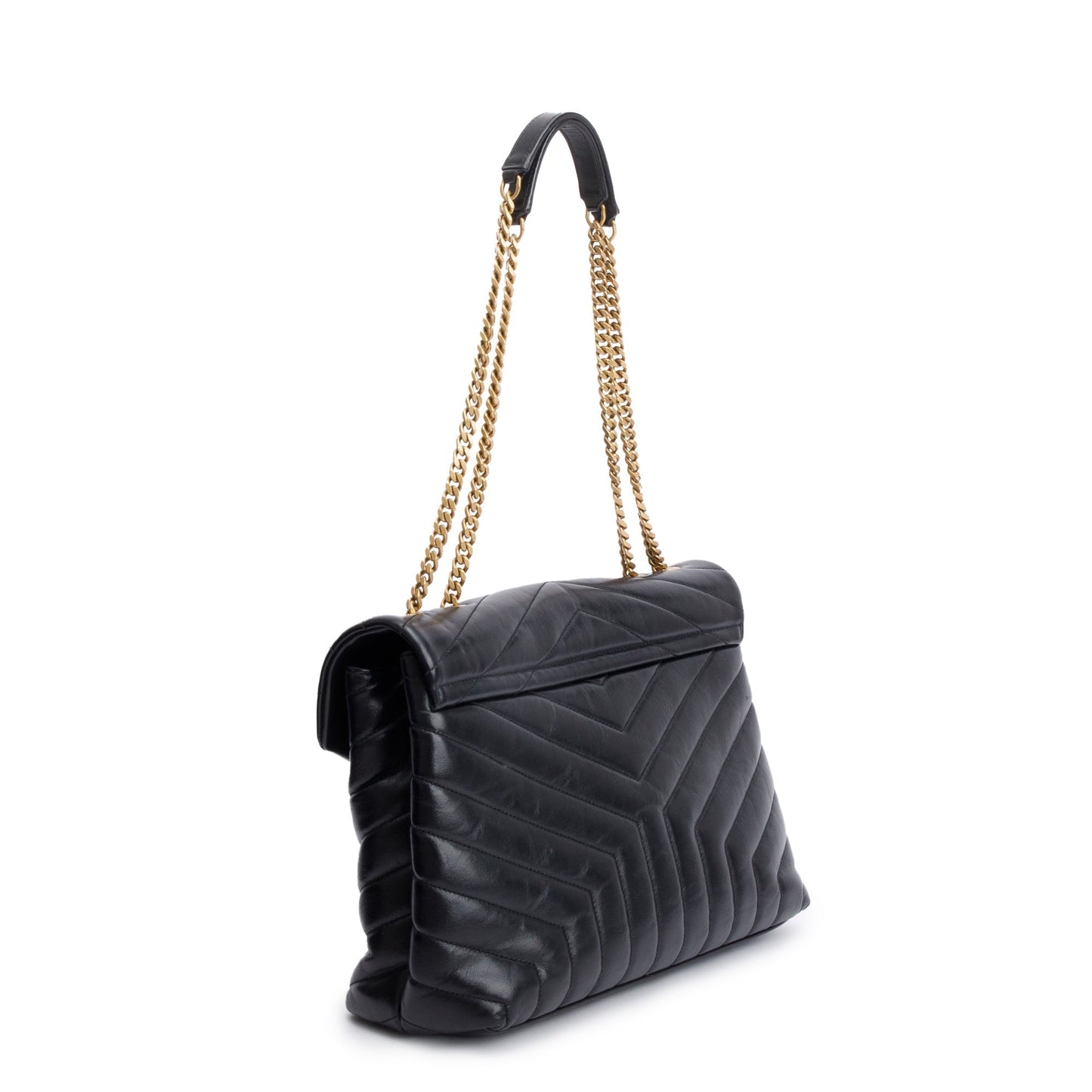 Saint Laurent Black Quilted Calfskin Leather Medium Loulou Shoulder Bag