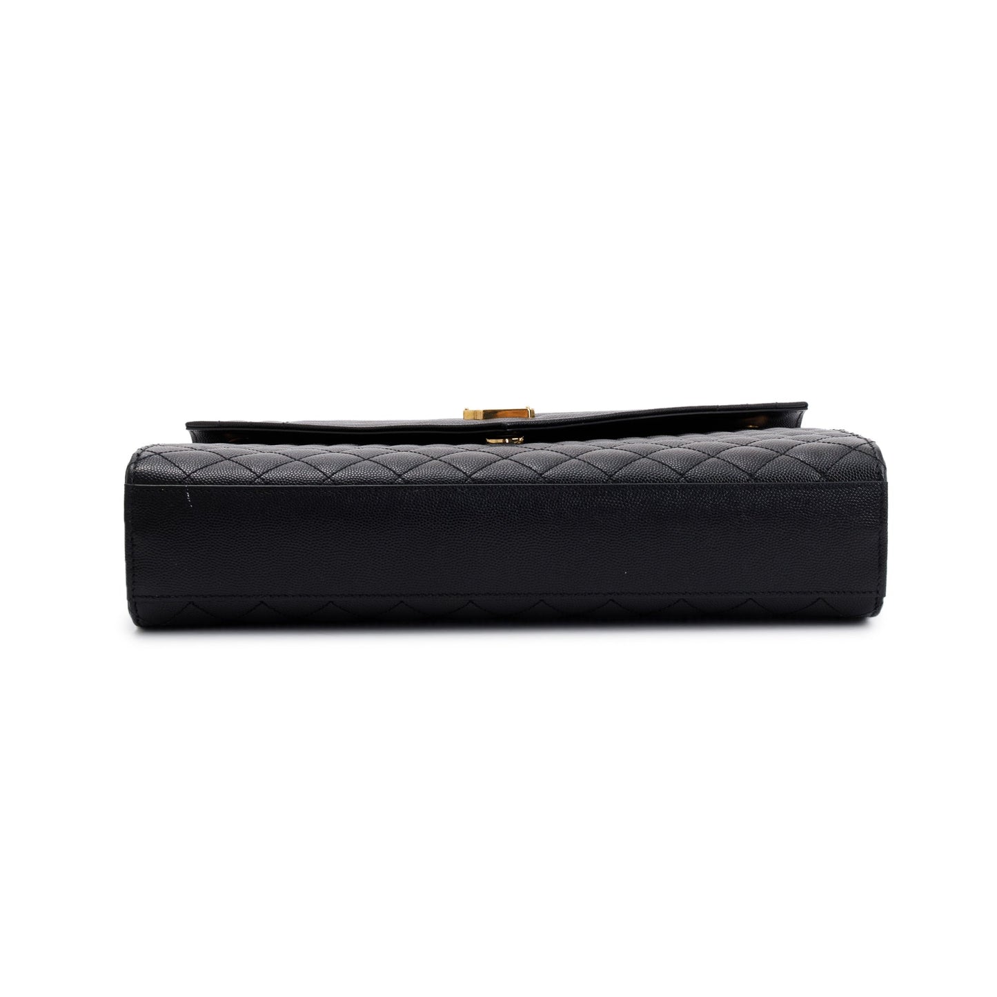 Saint Laurent Black Quilted Grain De Poudre Leather Large Envelope Chain Bag