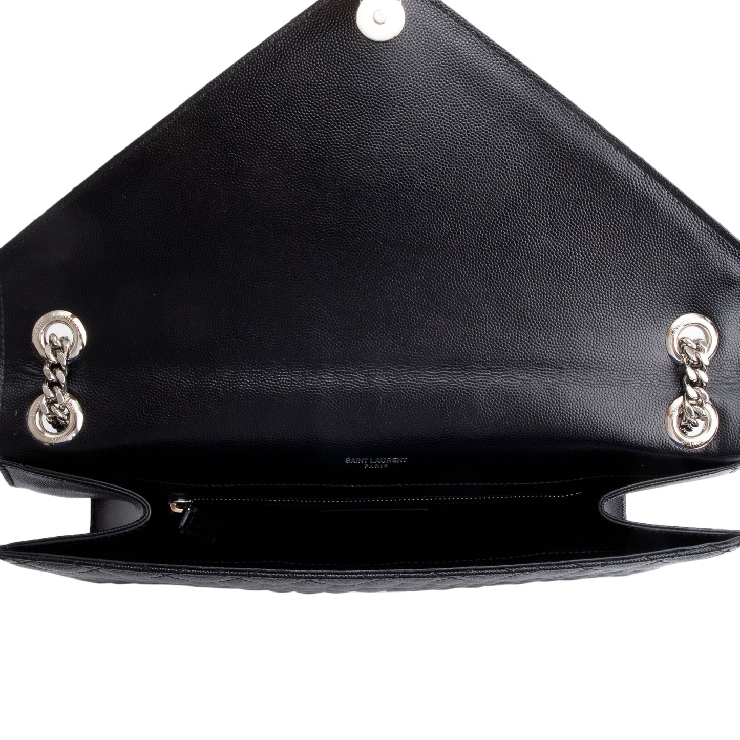 Saint Laurent Black Quilted Grain De Poudre Leather Large Envelope Chain Bag