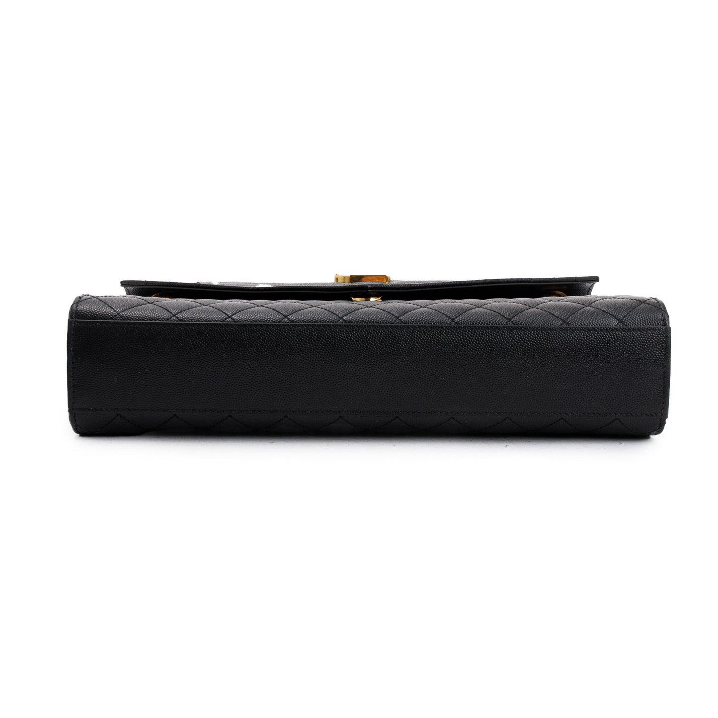 Saint Laurent Black Quilted Grain De Poudre Leather Large Envelope Chain Bag