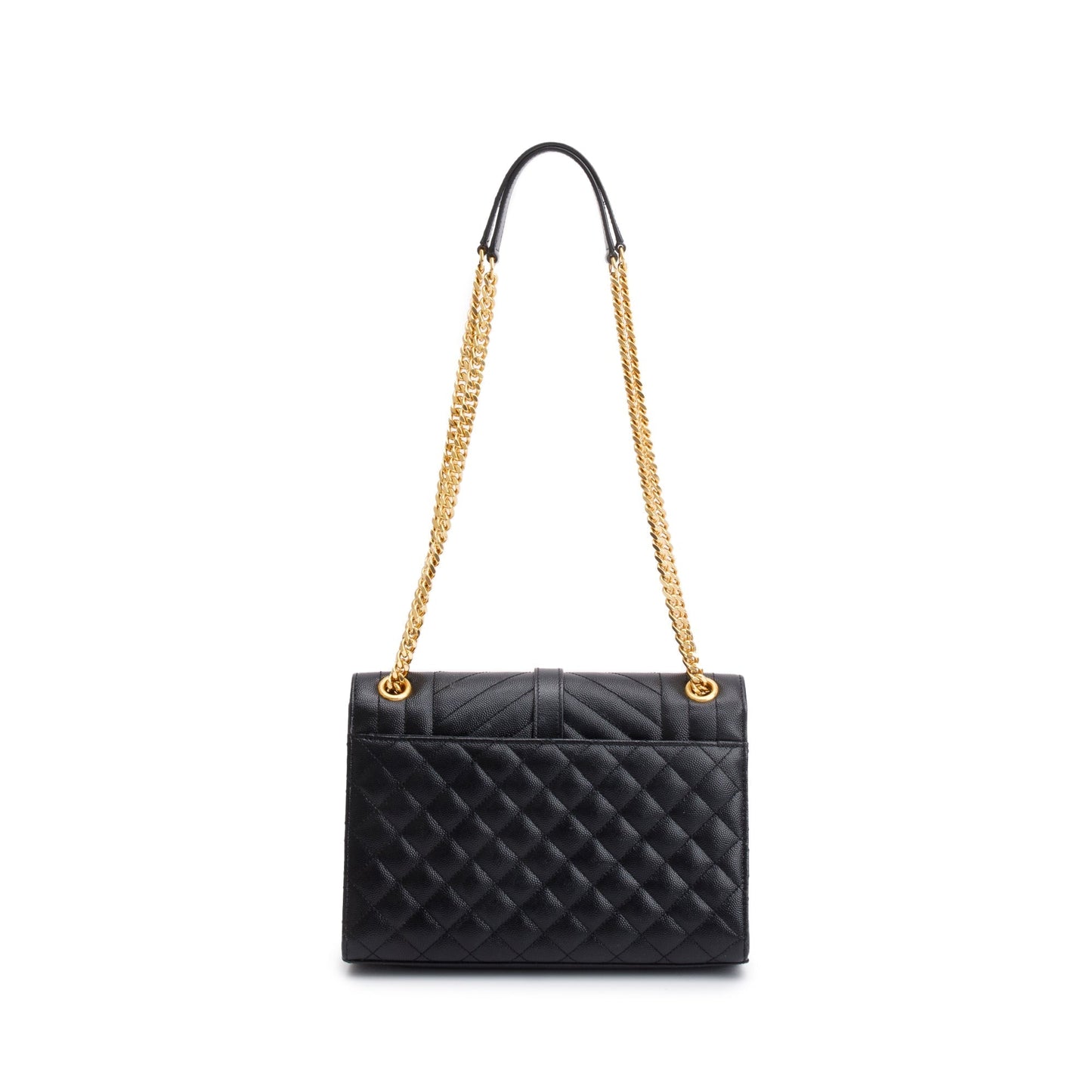 Saint Laurent Black Quilted Grain De Poudre Leather Medium Envelope Chain Bag