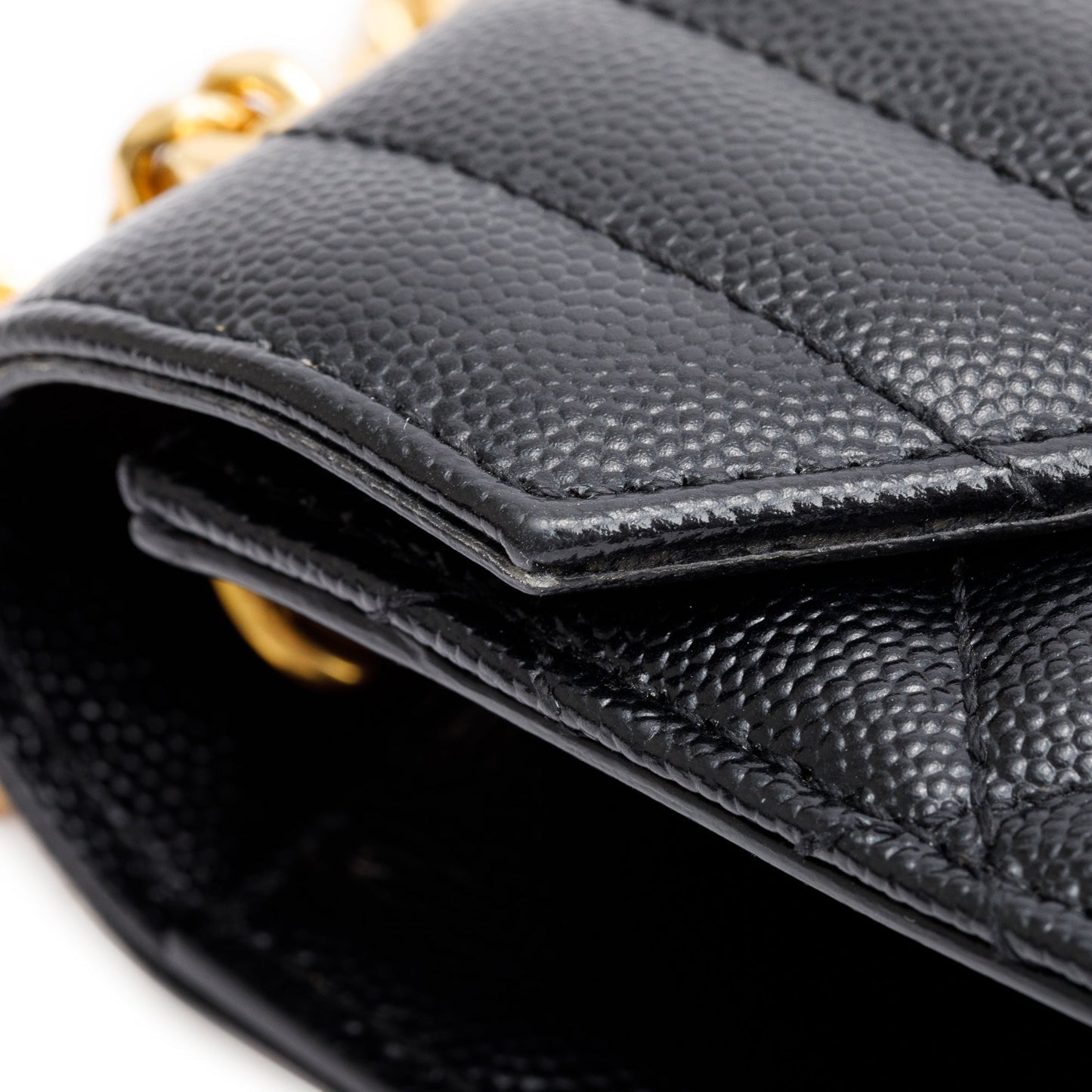 Saint Laurent Black Quilted Grain De Poudre Leather Medium Envelope Chain Bag
