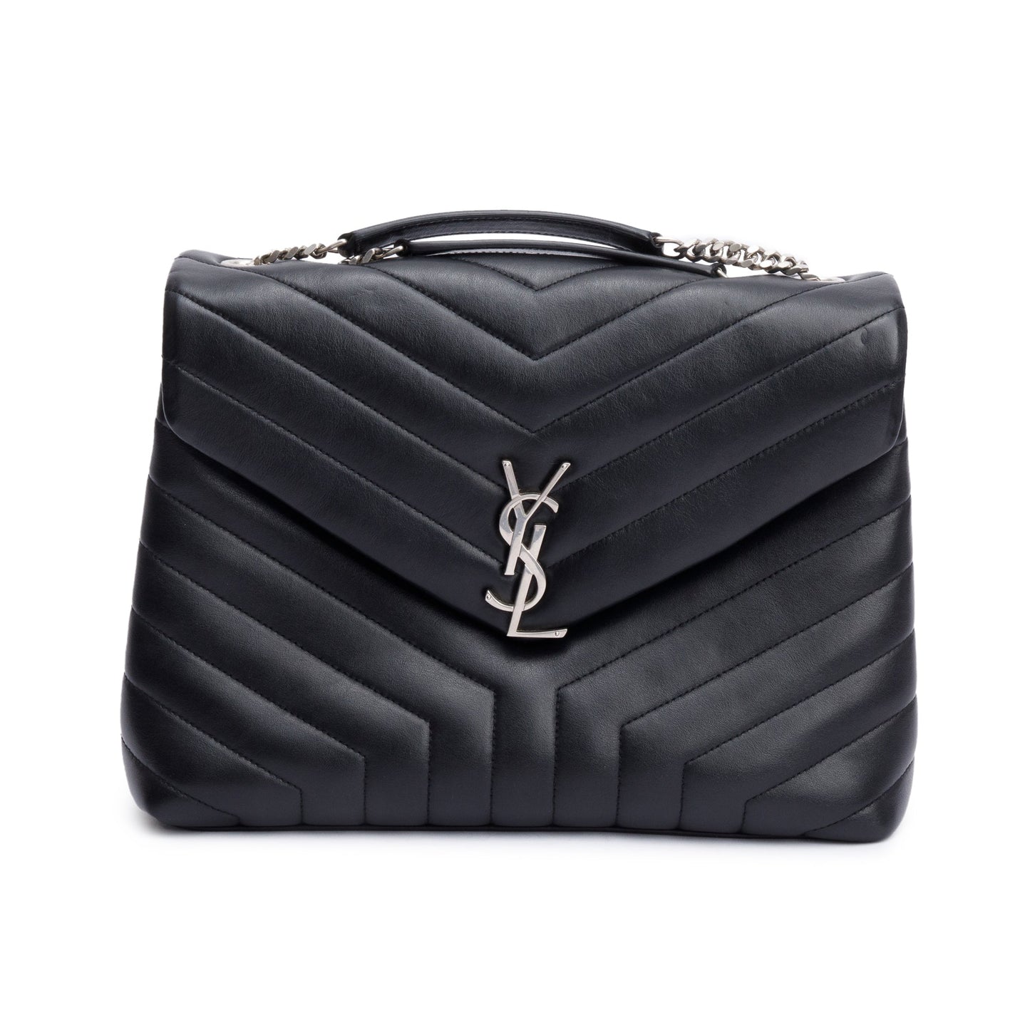 Saint Laurent Black Quilted Leather Medium Loulou Monogram Shoulder Bag