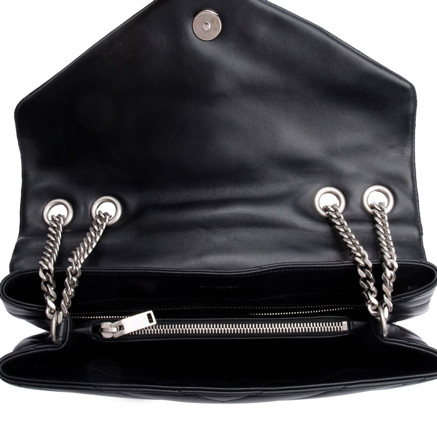 Saint Laurent Black Quilted Leather Medium Loulou Monogram Shoulder Bag