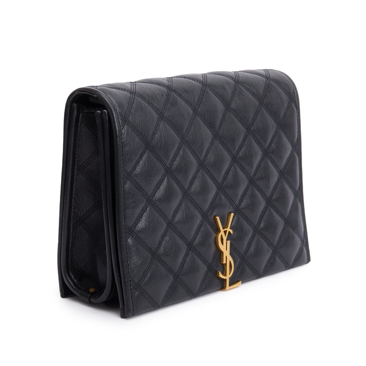 Saint Laurent Black Quilted Leather Small Becky Chain Bag