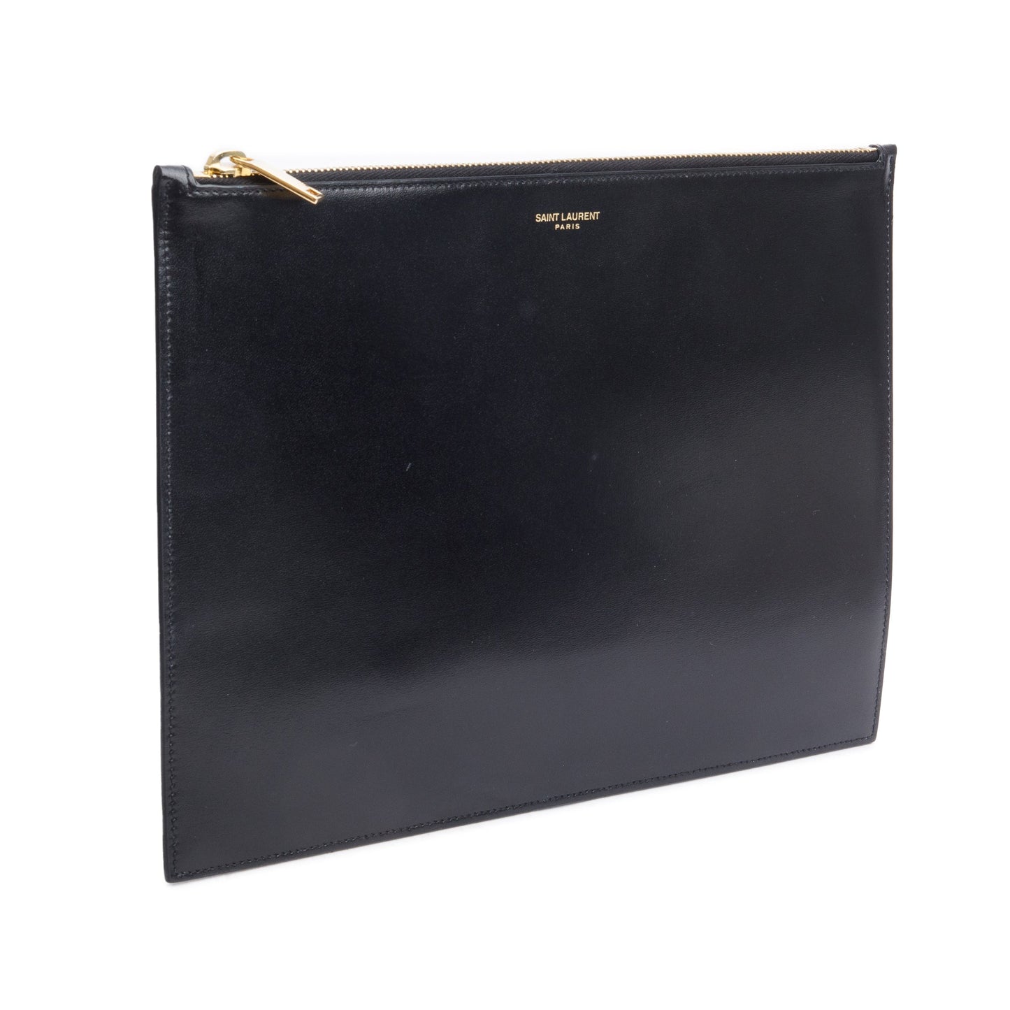 Saint Laurent Black Smooth Leather Large Zipped Document Holder