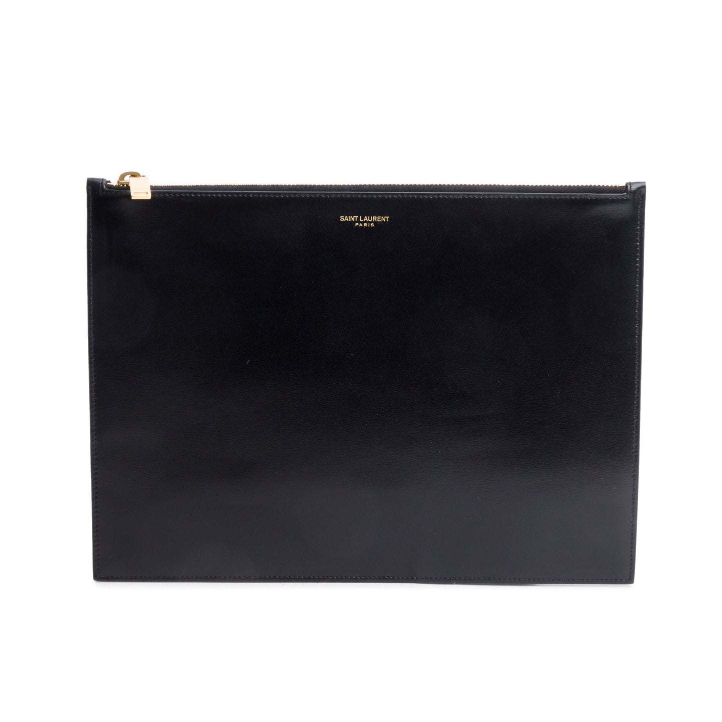 Saint Laurent Black Smooth Leather Large Zipped Document Holder