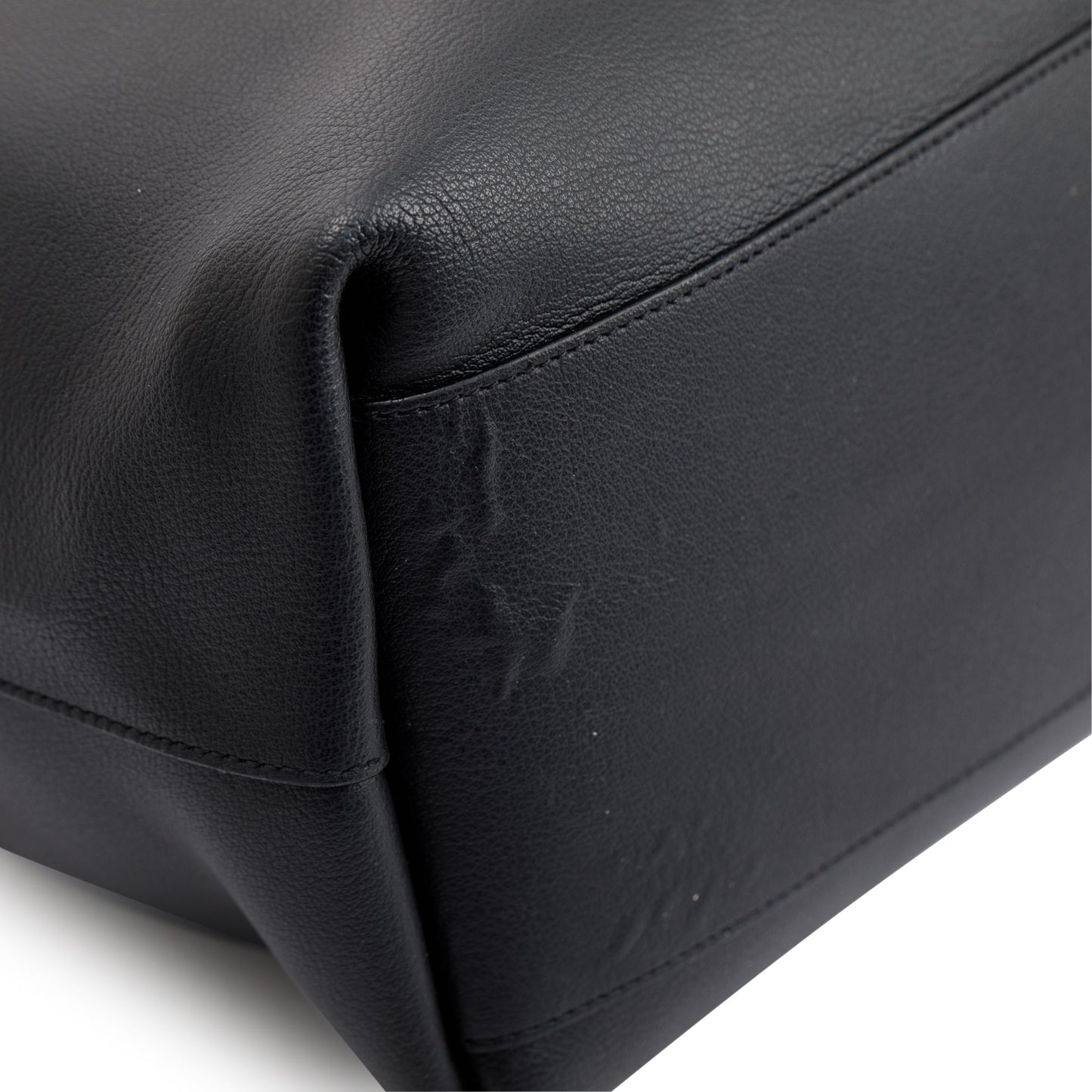 Saint Laurent Black Soft Calfskin Leather N/S Shopping Tote