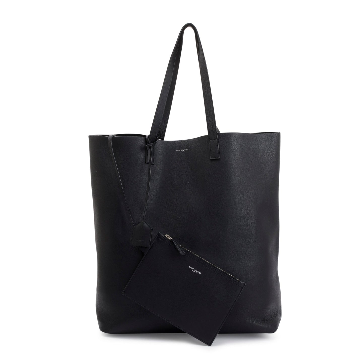 Saint Laurent Black Soft Calfskin Leather N/S Shopping Tote