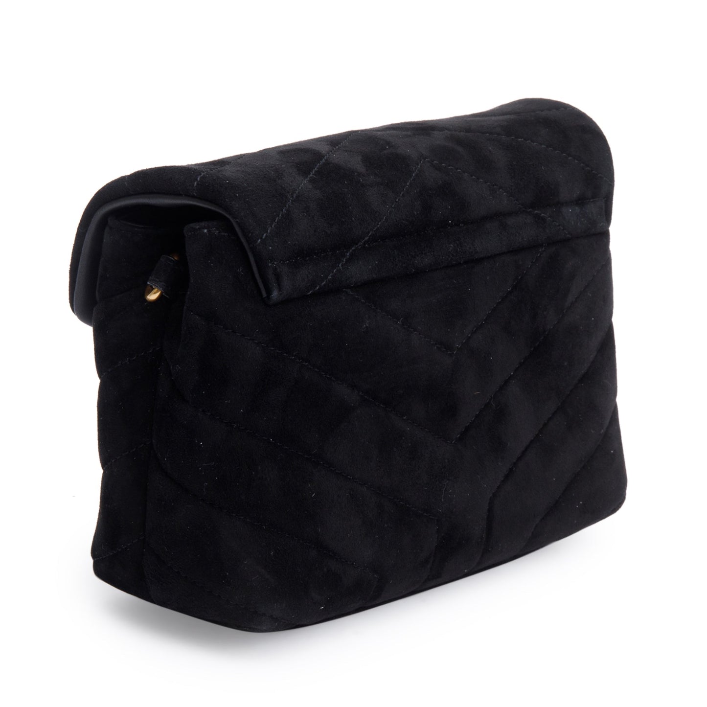 Saint Laurent Black Suede Monogram Matelasse Toy Loulou Crossbody Bag