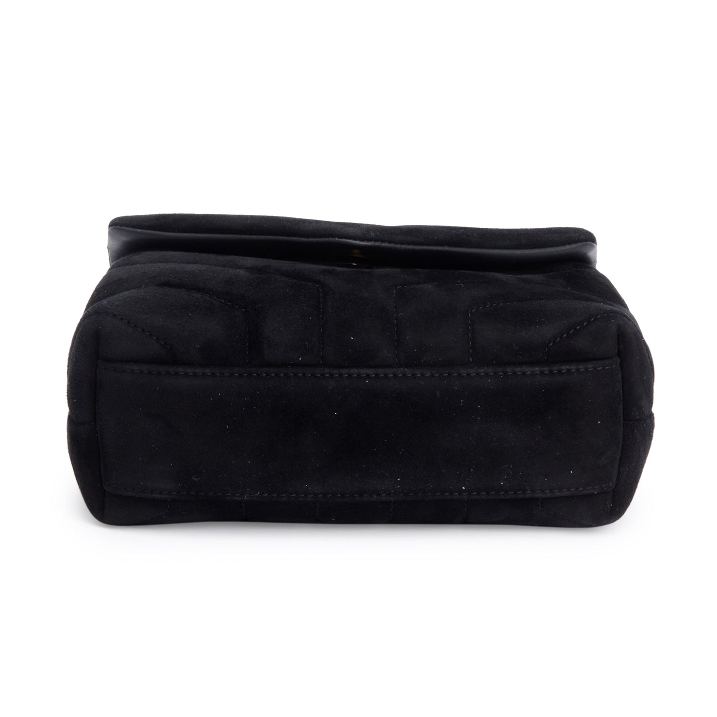 Saint Laurent Black Suede Monogram Matelasse Toy Loulou Crossbody Bag