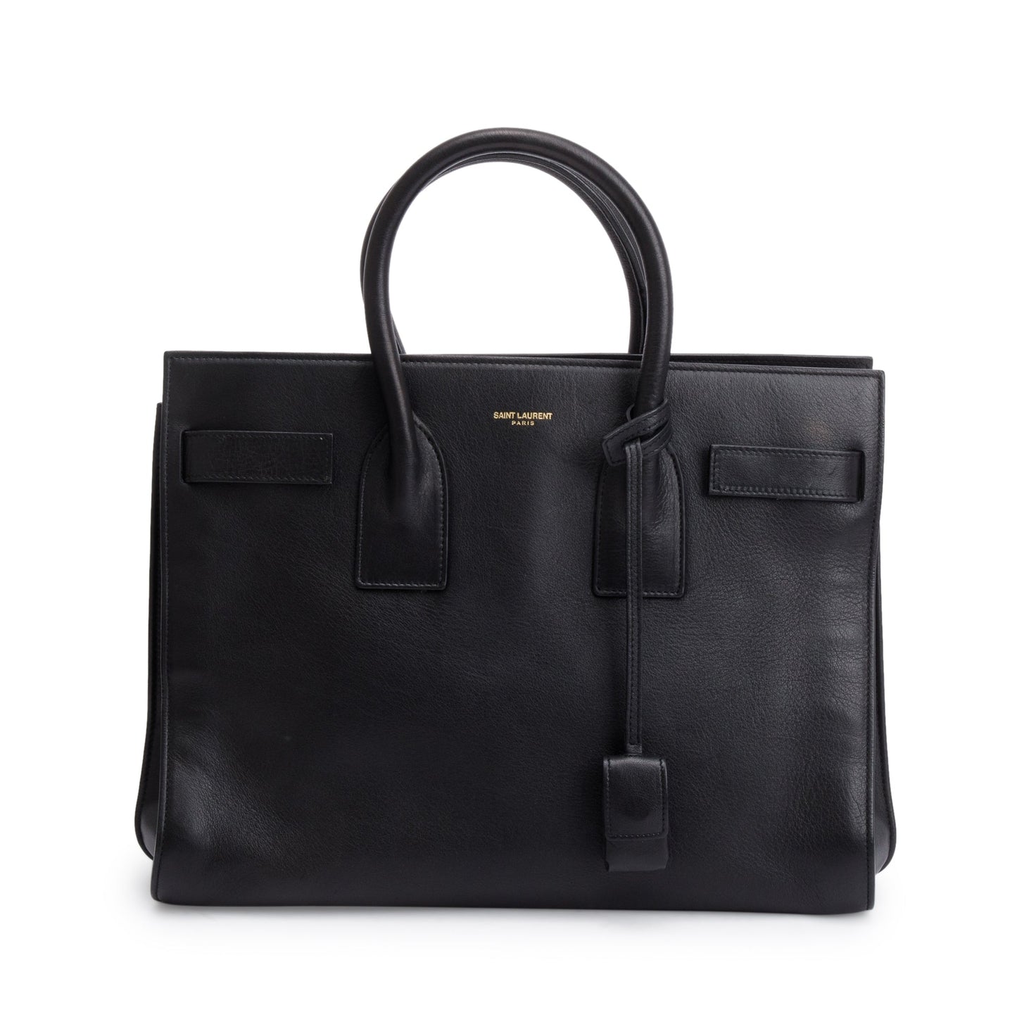 Saint Laurent Black Supple Grained Leather Small Sac De Jour