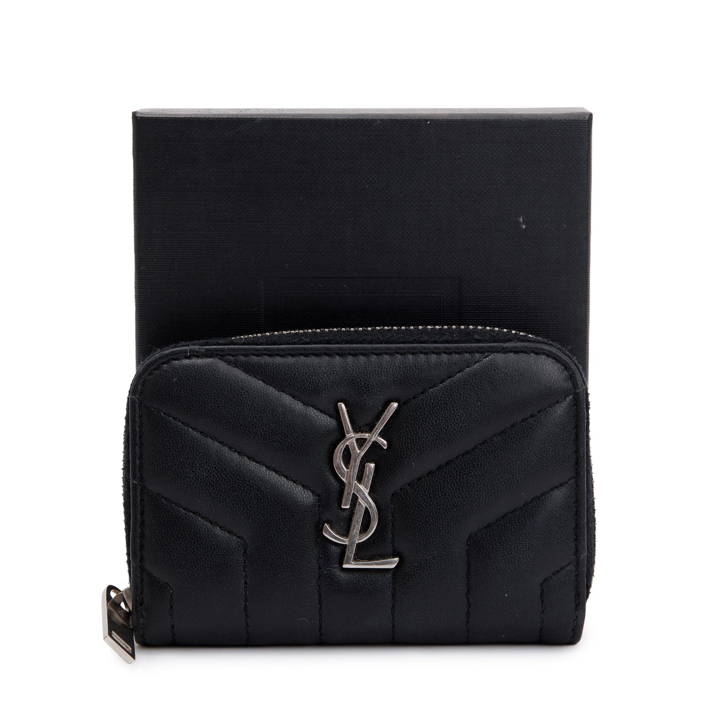 Saint Laurent Black Y Quilted Leather Coin Card Wallet